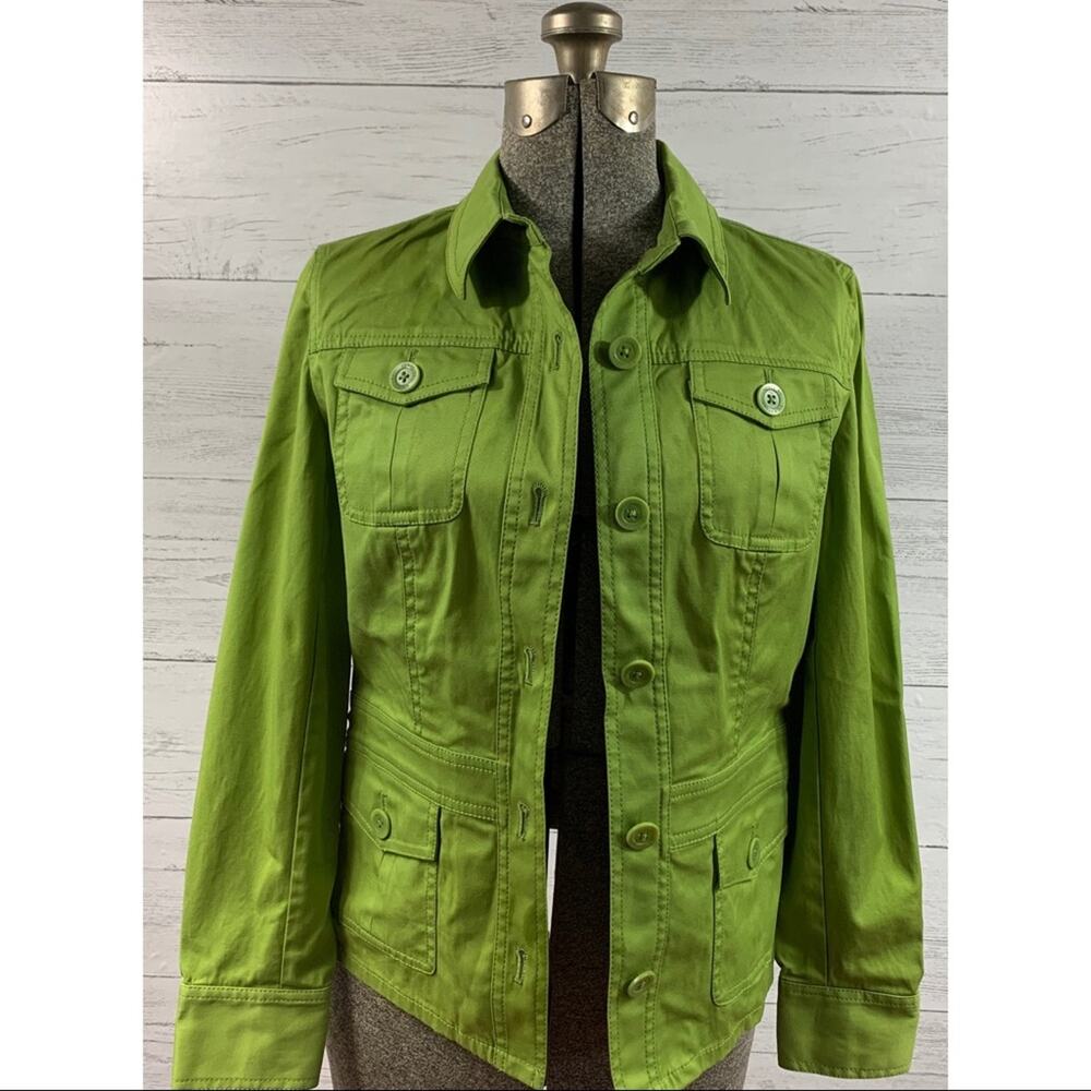 Jones New York Signature Petite Green Utility Jacket, PS